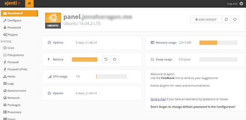 Ajenti web Control Panel